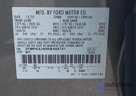 2024 Ford Edge Sel from USA, damaged, VIN 2FMPK4J90RBA68741